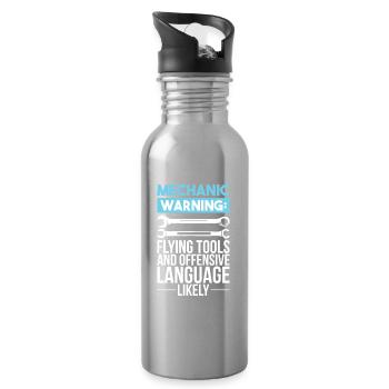 Auto mechanic car auto mechanic gift - Water bottle with straw - silver - Right