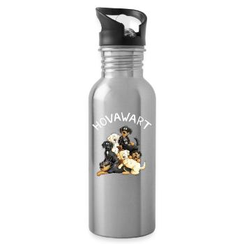 Cadeau de chien de dessin animé de tas de chien Hovawart - Gourde avec paille intégrée - argent clair - Droite