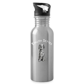 Drolliger Englischer Setter I Hunde Comic Geschenk - Trinkflasche mit integriertem Trinkhalm - Lightsilver - Rechts