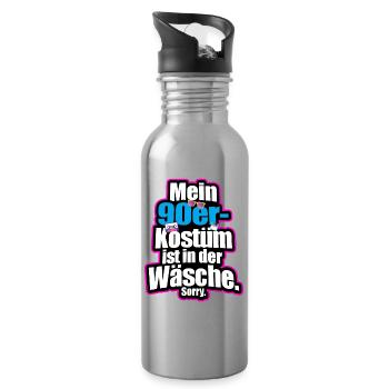 Mein 90er Jahre Kostüm In Der Wäsche Motto Party - Trinkflasche mit integriertem Trinkhalm - Lightsilver - Rechts