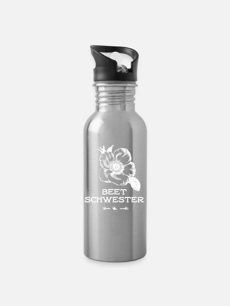 schwester Beet Rose Gärtnern Blumen Garten funny - Trinkflasche mit integriertem Trinkhalm - Lightsilver