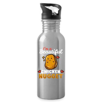 Chicken Nuggets - Trinkflasche mit integriertem Trinkhalm - Lightsilver - Rechts