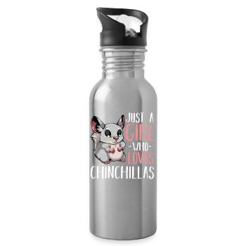 Chinchilla Lover Shirt - Water bottle with straw - silver - Right