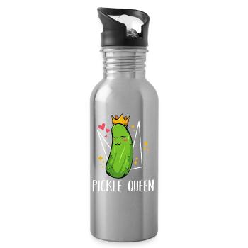 Pickle Queen – Königliche Gurke - Trinkflasche mit integriertem Trinkhalm - Lightsilver - Rechts