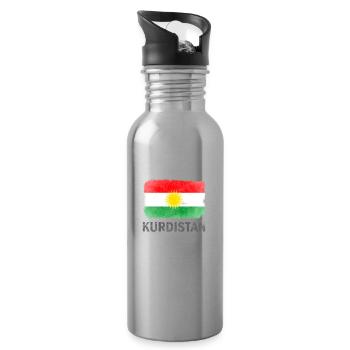 Kurdistan Flagge Aquarell Sonne - Trinkflasche mit integriertem Trinkhalm - Lightsilver - Rechts