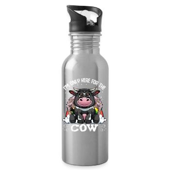 Kuhkawaii Humor - Trinkflasche mit integriertem Trinkhalm - Lightsilver - Rechts
