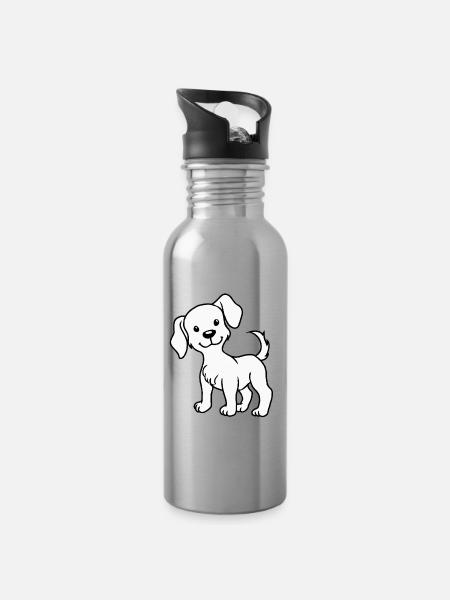 Hund Haustiere Hunde Kinder Hundeliebhaber Kind - Trinkflasche mit integriertem Trinkhalm - Lightsilver