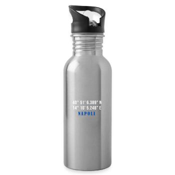 Napoli Koordinaten Shirt - Trinkflasche mit integriertem Trinkhalm - Lightsilver - Rechts