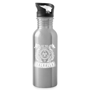 See You In Valhalla Viking Germanic Dragon Wolf - Water bottle with straw - silver - Right
