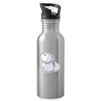 Wolf - Trinkflasche mit integriertem Trinkhalm - Lightsilver - Rechts