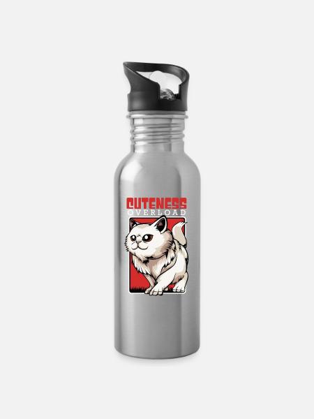 Cats Cuteness Abundance - Water bottle with straw - silver
