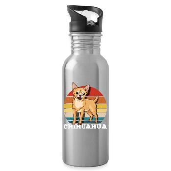 Chihuahua - Gourde avec paille intégrée - argent clair - Droite