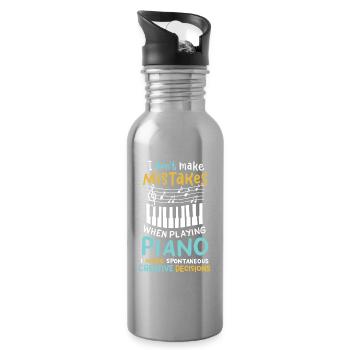 Piano Player Pianist Musician Music Keyboard - Water bottle with straw - silver - Right