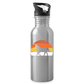 Riding Retro Horse Lovers - Water bottle with straw - silver - Right
