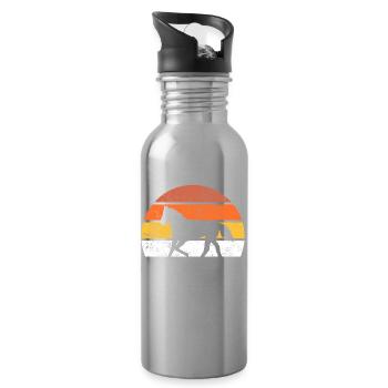 Riding Cowboy Rodeo Western Retro - Water bottle with straw - silver - Right