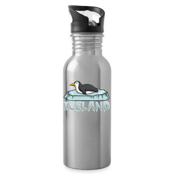 Island Papageitaucher - Trinkflasche mit integriertem Trinkhalm - Lightsilver - Rechts