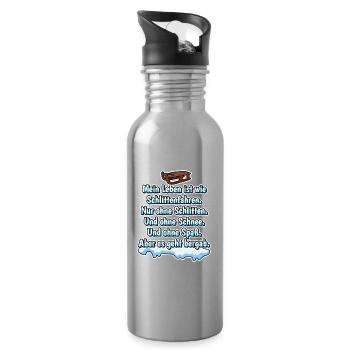 Mein Leben ist wie Schlittenfahren. Nur ohne..... - Trinkflasche mit integriertem Trinkhalm - Lightsilver - Rechts