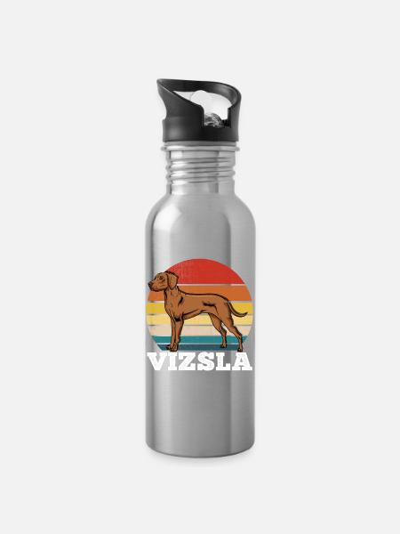 Vizsla Retro - Trinkflasche mit integriertem Trinkhalm - Lightsilver