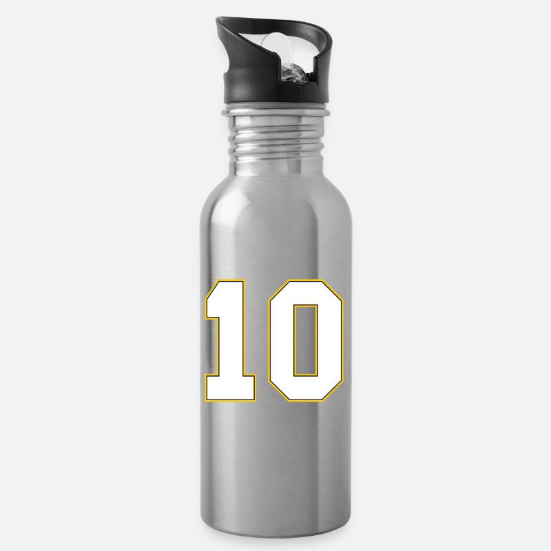 10 number jersey - Water bottle with straw - silver