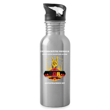 Unterschätze nie einen alten Mann Ossi DDR - Trinkflasche mit integriertem Trinkhalm - Lightsilver - Rechts