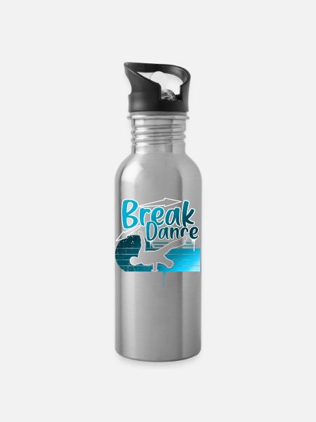 Breakdance - Trinkflasche mit integriertem Trinkhalm - Lightsilver