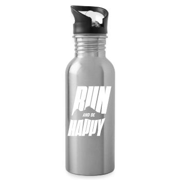 Running happily - Water bottle with straw - silver - Right