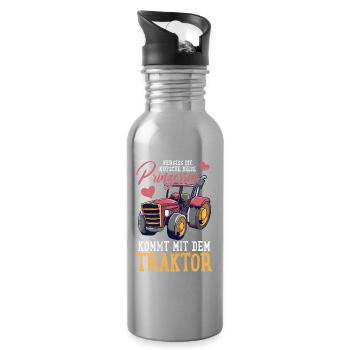 Traktor Trecker - Trinkflasche mit integriertem Trinkhalm - Lightsilver - Rechts