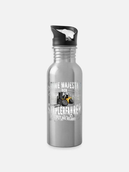 Staplerfahrer - Trinkflasche mit integriertem Trinkhalm - Lightsilver