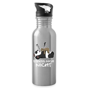 Stress mich nicht Faultier Panda lustig Geschenk - Trinkflasche mit integriertem Trinkhalm - Lightsilver - Rechts