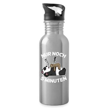 Nur noch 5 Minuten Faultier Panda schlafen Schlaf - Trinkflasche mit integriertem Trinkhalm - Lightsilver - Rechts