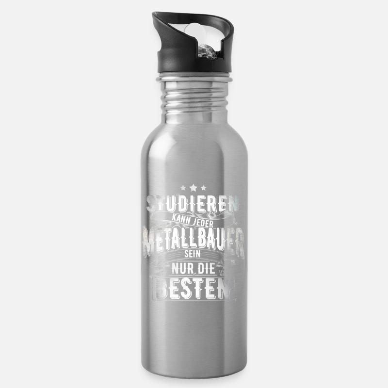 Metallbauer - Trinkflasche mit integriertem Trinkhalm - Lightsilver
