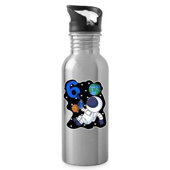 6e anniversaire astronaute cadeau garçon 6 ans - Gourde avec paille intégrée - argent clair - Droite