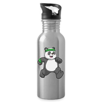Panda Jogger Joggen Sport - Trinkflasche mit integriertem Trinkhalm - Lightsilver - Rechts