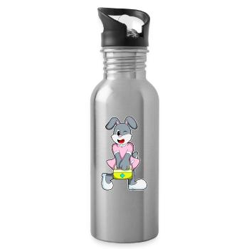 Häschen Krankenschwester Erste-Hilfe-Kasten - Trinkflasche mit integriertem Trinkhalm - Lightsilver - Rechts