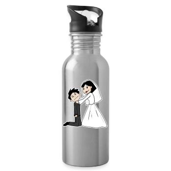 Married funny - Water bottle with straw - silver - Right