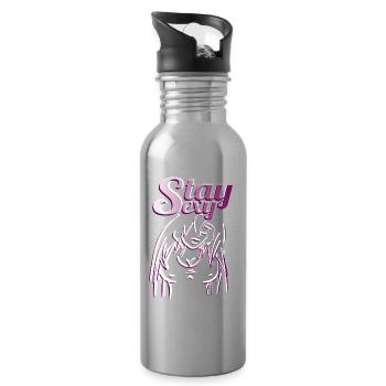 Beautiful Girl Stay Sexy - Gourde avec paille intégrée - argent clair - Droite