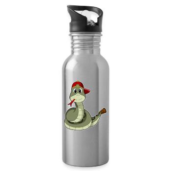 Schlange Schüler Cap Schule - Trinkflasche mit integriertem Trinkhalm - Lightsilver - Rechts