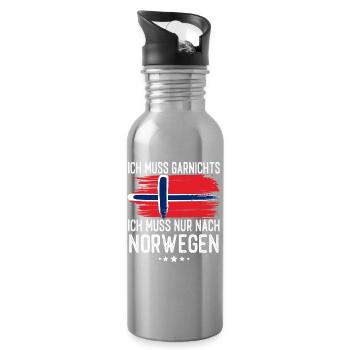 Norwegen - Trinkflasche mit integriertem Trinkhalm - Lightsilver - Rechts