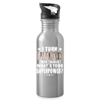 Wood - Water bottle with straw - silver - Right
