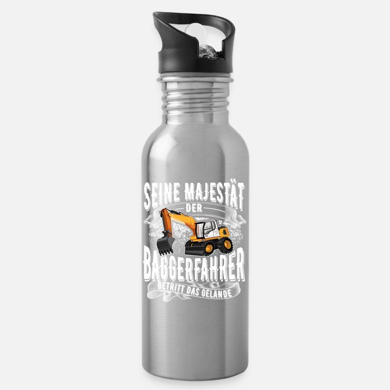 Baggerfahrer - Trinkflasche mit integriertem Trinkhalm - Lightsilver