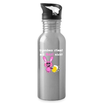 Hasi Hase Betrunken Bier Lustig Ostern Sprüche - Trinkflasche mit integriertem Trinkhalm - Lightsilver - Rechts