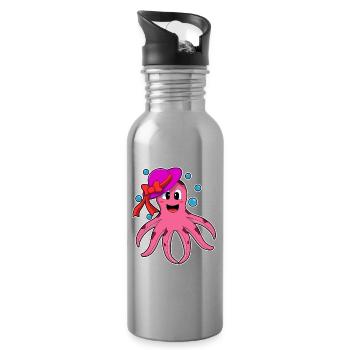 Krake Hut - Trinkflasche mit integriertem Trinkhalm - Lightsilver - Rechts