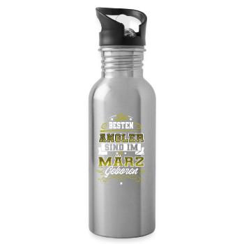 Angler Geburtstag März - Trinkflasche mit integriertem Trinkhalm - Lightsilver - Rechts