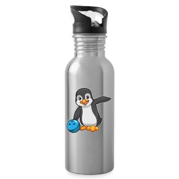 Penguin Bowling Boule de bowling - Gourde avec paille intégrée - argent clair - Droite