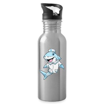 Hai Krankenschwester  - Trinkflasche mit integriertem Trinkhalm - Lightsilver - Rechts