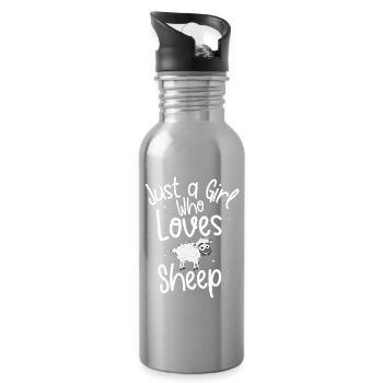 Just A Girl Who Loves Sheep - Water bottle with straw - silver - Right