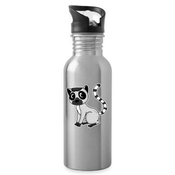 Lemur Primat Cadeau - Gourde avec paille intégrée - argent clair - Droite