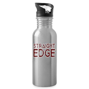 Straight Edge Schriftzug Für Straight Edger Life - Trinkflasche mit integriertem Trinkhalm - Lightsilver - Rechts