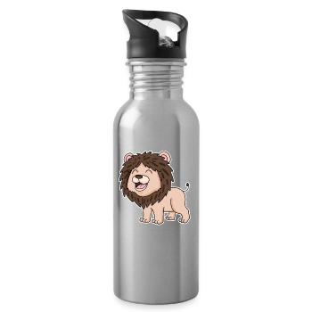 Bébé Lion - Gourde avec paille intégrée - argent clair - Droite
