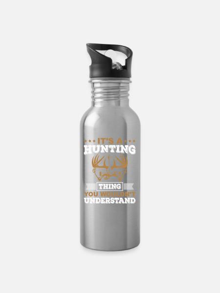Jäger - Trinkflasche mit integriertem Trinkhalm - Lightsilver
